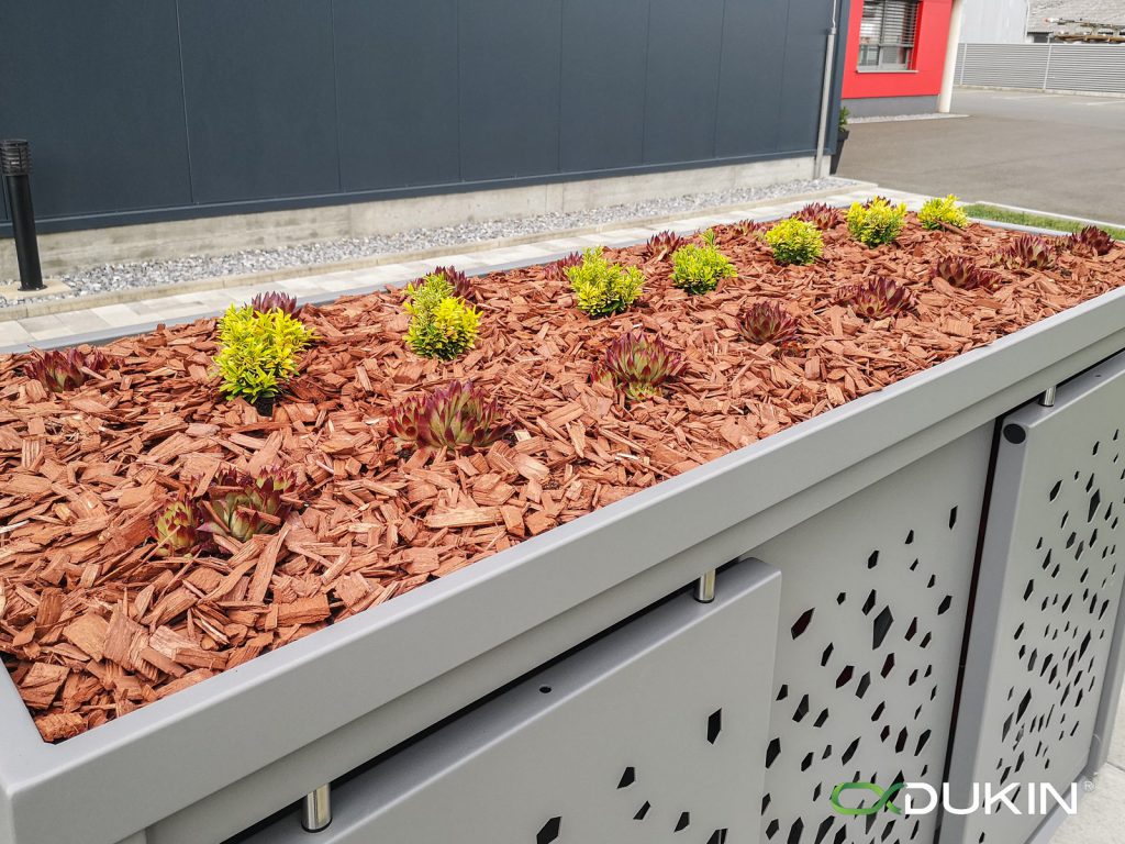 StyleOUT®, waste enclosure, plantable roof