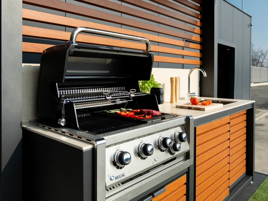 Grilling in Dukin's summer kitchen