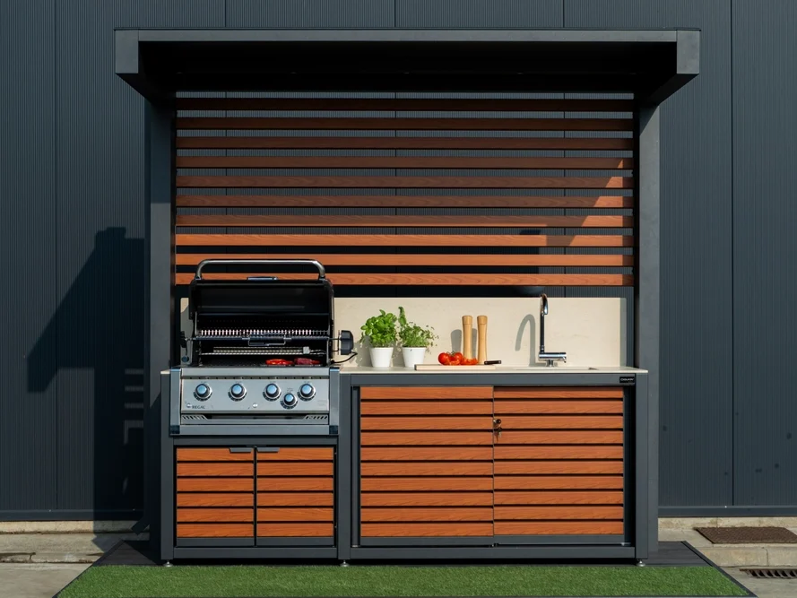 Outdoor kitchen with canopy